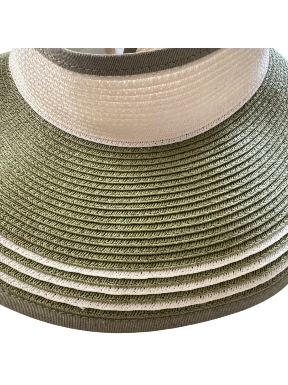 Sun N Sand Womens Straw Wide Visor Green/Beige Adjustable Fit Lightweight Travel - Picture 9 of 16